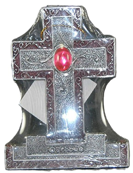 Encore - Free Standing Silver Cross with Gemstone - Pink - October