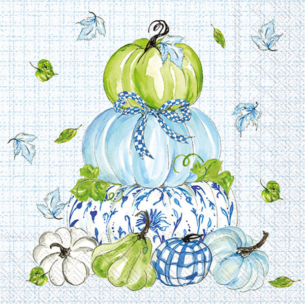 Boston International - 3-Ply 5" Cocktail Napkins 20 Count - Chinoiserie Stacked Pumpkins