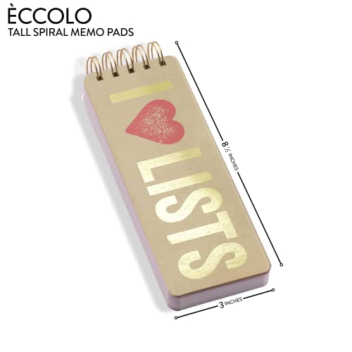 Eccolo - 3"x8.5" Spiral Memo Pad - I Heart Lists