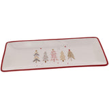 Boston International - 14.25"x6" Ceramic Christmas Platter - Festive Trees