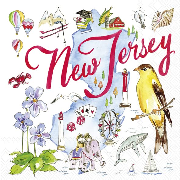 Boston International - 3-Ply 5" Cocktail Napkins - State Collection - New Jersey