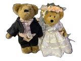 Boyds Bears - 12" Stuffed Bears & Stand - Mr. Groom and Mrs. Bride Everlove