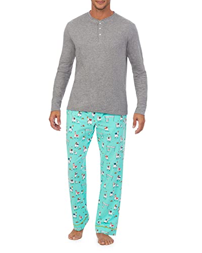 Bedhead - Men's Henley Flannel PJ Set - Happy Llamakkah - X-Large