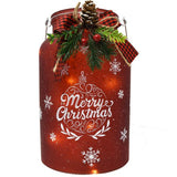 Gift Essentials - 10" Lighted Red Canister w/ Handle - Merry Christmas