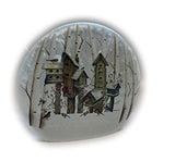 Stony Creek - Frosted Glass - 10" Round Lighted - Snowy Birdhouses
