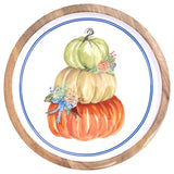 Boston International - 10" x 4" Round Wood Pedestal Platter - Tri-Stack Pumpkins