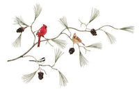 Bovano - Wall Sculpture - Cardinal & Chickadee on Pine Branch w/ Pine Cones