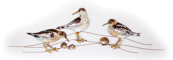 Bovano - Wall Sculpture - Three Single Sandpipers Posed