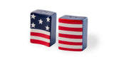 Boston International Ceramic Salt and Pepper Shaker Set, Americana Stars and Stripes