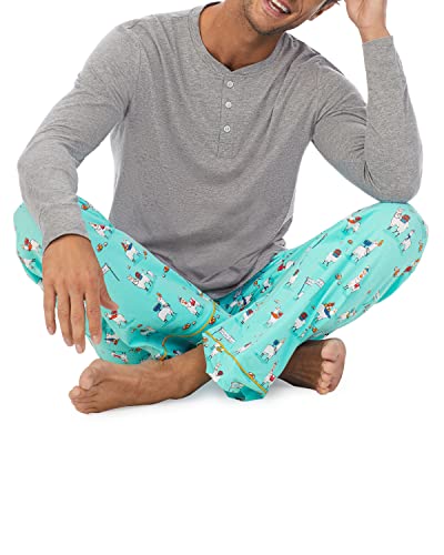 Bedhead - Men's Henley Flannel PJ Set - Happy Llamakkah - X-Small