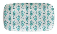 Merritt - Melamine Rectangle Loaf Tray - Turquoise Trellis - 15.5"