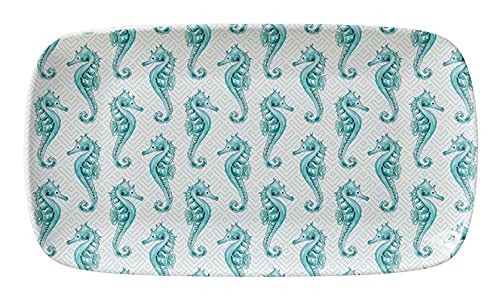 Merritt - Melamine Rectangle Loaf Tray - Turquoise Trellis - 15.5"