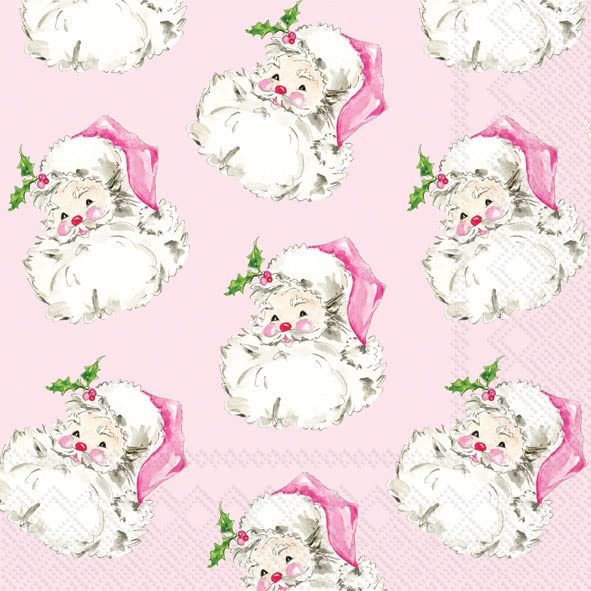 Boston International - 3-Ply 6.5" Lunch Napkins 20 Count - Pink Santa