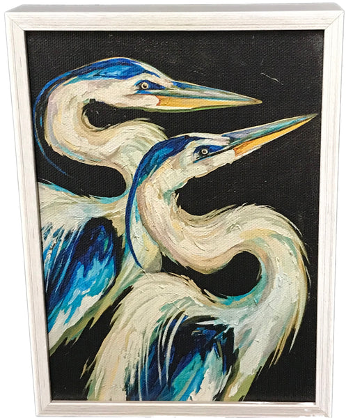 GreenBox - Framed Canvas 7" x 5" - Nesting Herons