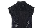 Coco & Carmen - Crochet Cable Knit Vest - Black - Small/Medium