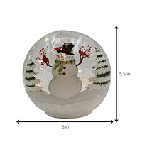 GC - Snowman w/ Cardinals - 6" LED Lighted Crackle Glass Globe