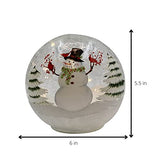 GC - Snowman w/ Cardinals - 6" LED Lighted Crackle Glass Globe