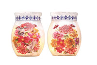 Stony Creek - Frosted Glass - 3" Lighted Vase - Chinoiserie Garden - Hummingbirds