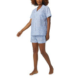 BedHead - S/S Woven Cotton Silk Shorty PJ Set - Something Blue - Small