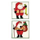 Vietri - Old St. Nick - Assorted Square Trivets w Green Trim - Set of 2
