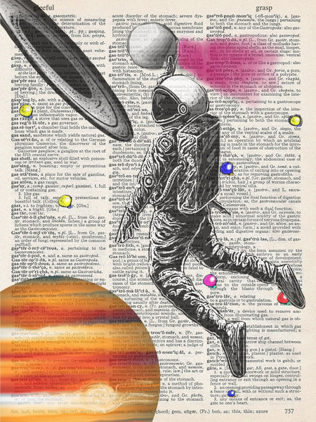 ArtNWordz -  Vintage Recycled Dictionary Print - Space Jam