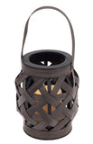 Boston International - Small Basketweave Lantern w/ LED Candle - Brown