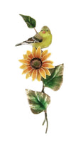 Bovano - Wall Sculpture - Female Goldfinch Facing Forward on Sunflower