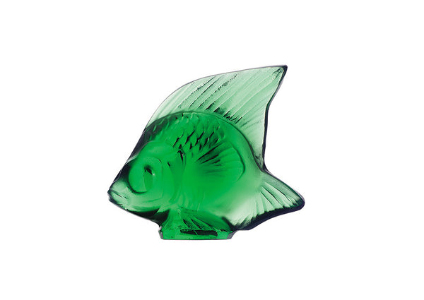 Lalique - Glass Sculpture - Fish - Emerald Green