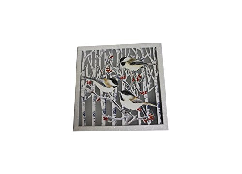 Stony Creek - Laser Cut - 16" Wall Plaque Lighted - 3 Chickadees