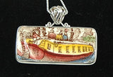 Hand Cut China - Sterling Silver Necklace - Boat