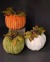 Boston International - 5" Chenille Fabric Pumpkin - Green