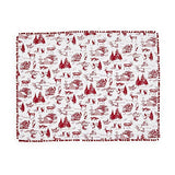 Two's Company - Placemat Set of 4 - Winter Toile w/ Pom Pom Trim