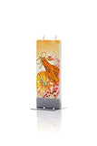 FLATYZ Handmade Flat Candle - Fall Gourds & Pumpkins | Hand Painted, Unscented Decorative Candles | Drip-Resistant & Smoke-Free 2 Wick Candle for Home & Room Decor | Steel Stand Included