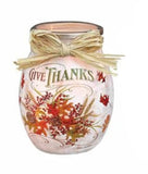 Stony Creek - 4" Frosted Glass Lighted Jar w/Garland - Give Thanks