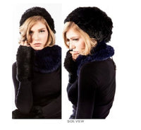 ADRI Collections - Rex Rabbit Fur - Mittens & Cowl - Coal