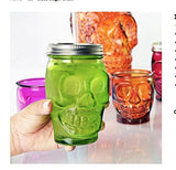 Couronne - Sugar Skull Glass Tumbler w/ Straw - Red
