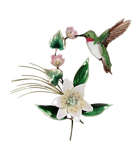Bovano - Wall Sculpture - Hummingbird w/ Wood Lily