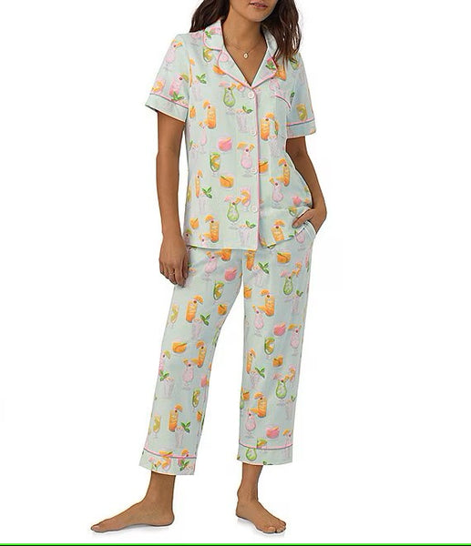 BedHead - S/S Jersey Cropped PJ Set - Summer Sips - Large