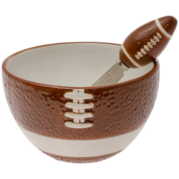 Boston International - 5" Party Bowl & Spreader - Football Fever