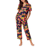 BedHead - S/S Woven Cotton Poplin Cropped PJ Set - Theodora - Small