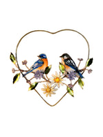 Bovano - Wall Sculpture - Two Bluebirds in Heart w/ Daisy Flowers