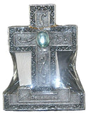 Encore - Free Standing Silver Cross with Gemstone - Light Blue - December