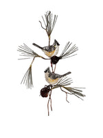Bovano - Wall Sculpture - Tufted Titmouse Pair on Pine Branch