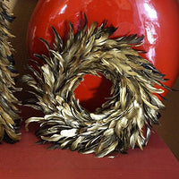 Zucker Feather - Natural Schlappen Feather Wreath - 18" Gold