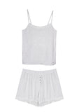 Pretty You London - Organic Cotton Cami Short Set - Grey Ecru - Size 12-14