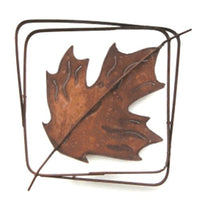 Metallic Evolution - Maple Leaf In A Frame Outdoor Wall Hanger