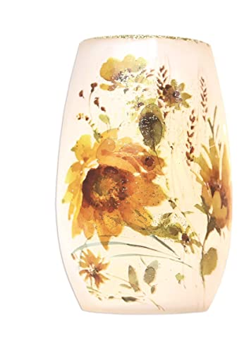 Stony Creek - Frosted Glass - 5" Lighted Vase - Sunflower Bouquet