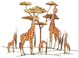 Bovano - Wall Sculpture - Giraffe Scene w/ 5 Giraffes