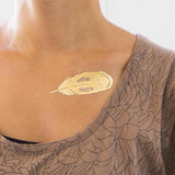 Tattly Temporary Tattoos - Quail Feather Metallic Gold - Set of 2