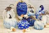 Boston International - Large Glass Pumpkin - Blue Ribbon